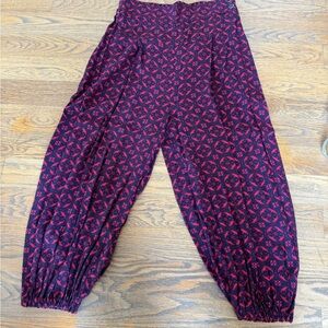 Red and Navy Patterned Pants